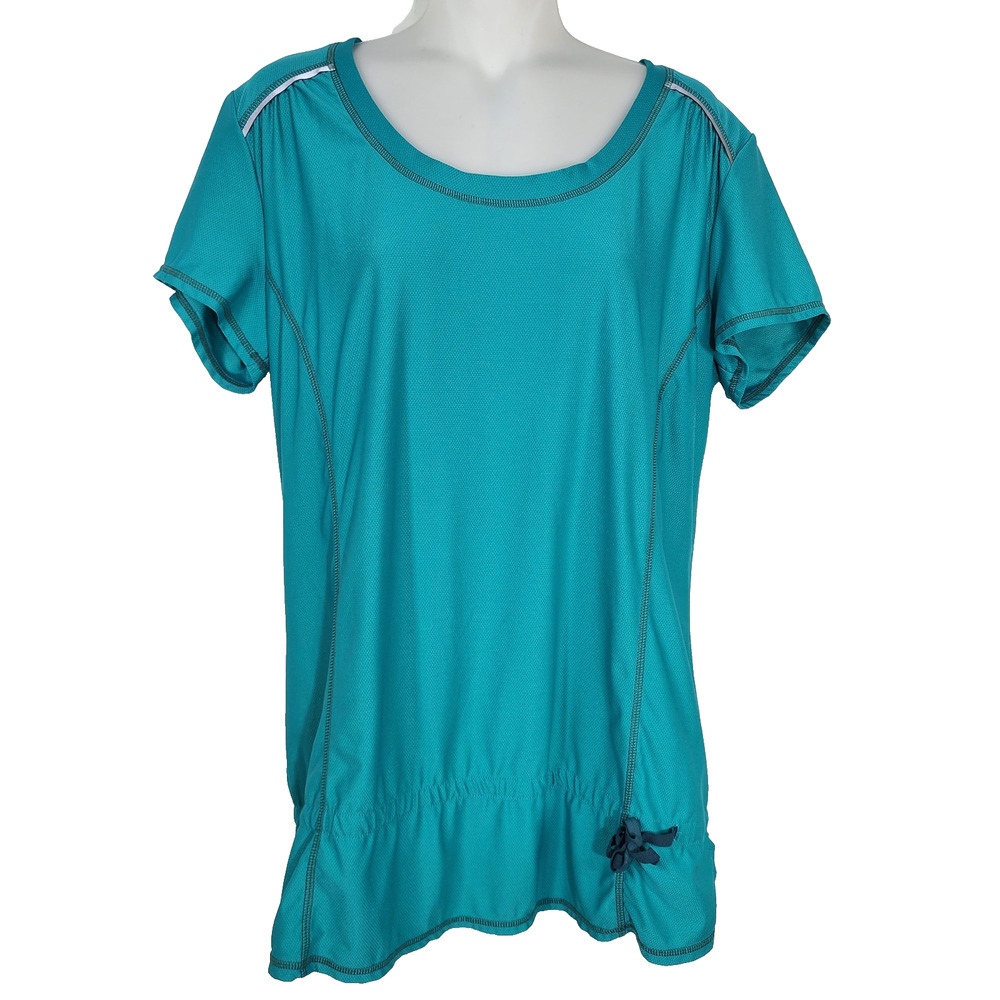 Athleta Womens Wick it Run Tunic Workout Top Size XL Cinch Waist Back Zip Pocket